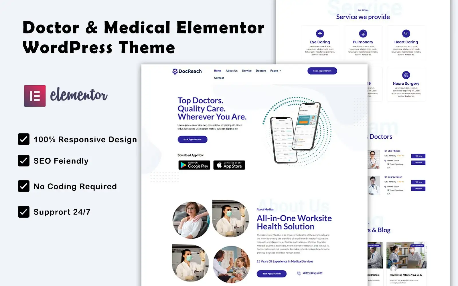 Docreach – Doctor & Medical Elementor WordPress Theme