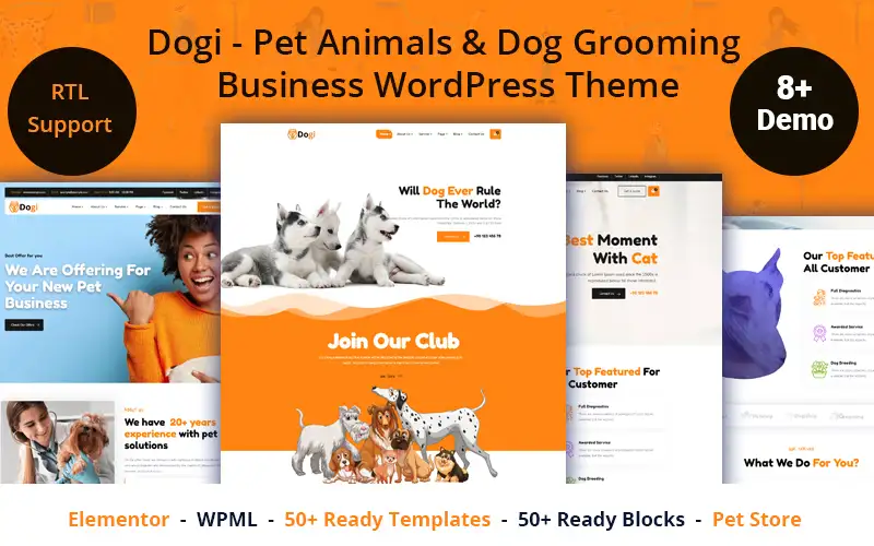 Dogi – Pet Animals & Dog Grooming Business WordPress Theme
