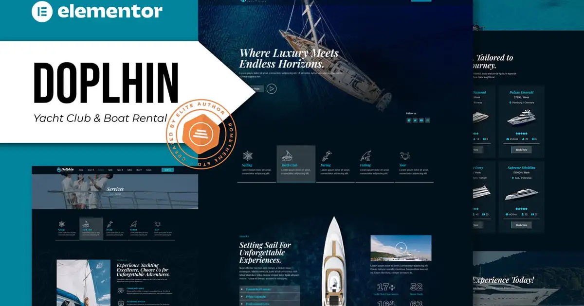 Dolphin – Yacht Club & Boat Rental Elementor Pro Template Kit