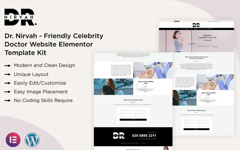 Dr. Nirvah – Friendly Celebrity Doctor Website Elementor Template Kit Elementor Kit