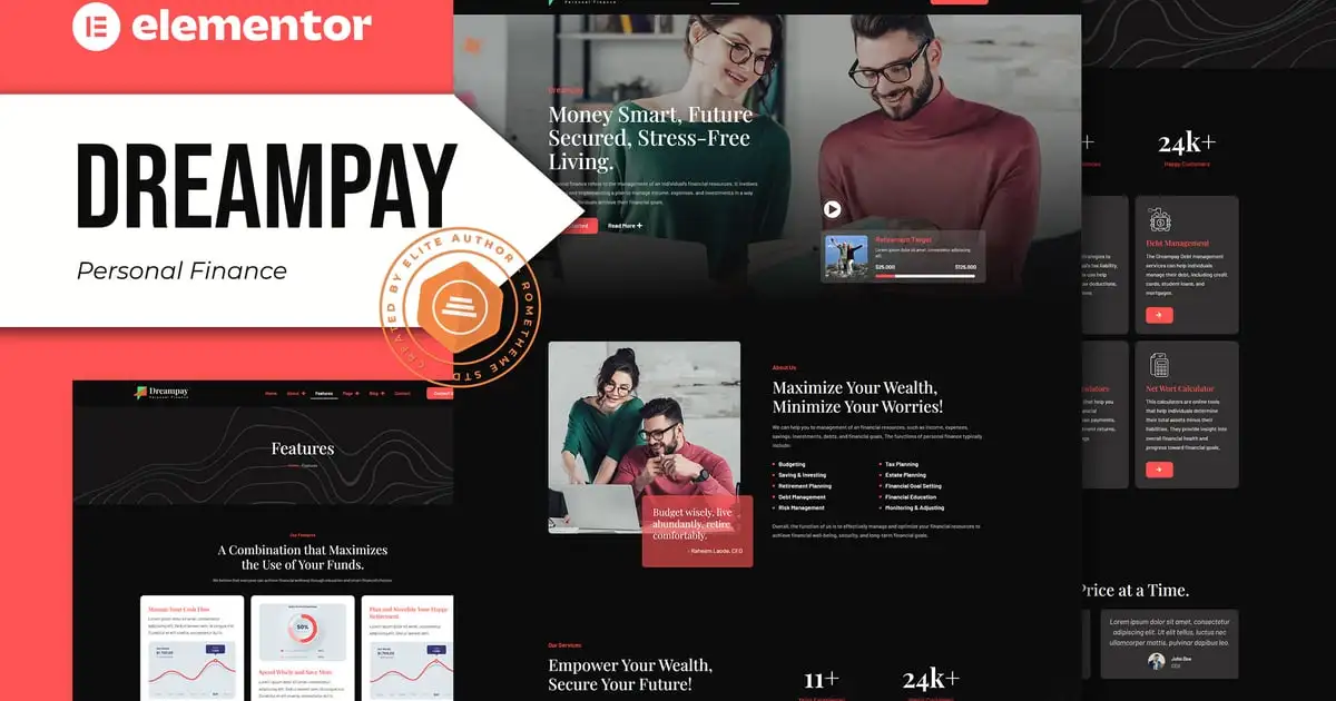 Dreampay – Personal Finance Elementor Pro Template Kit
