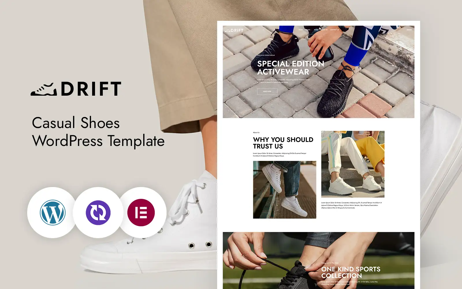 Drift – Shoes Store WordPress CMS Elementor Template WordPress Theme