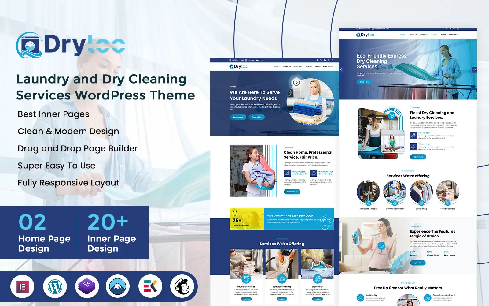 Dryloo – Laundry and Dry Cleaning Services WordPress Theme