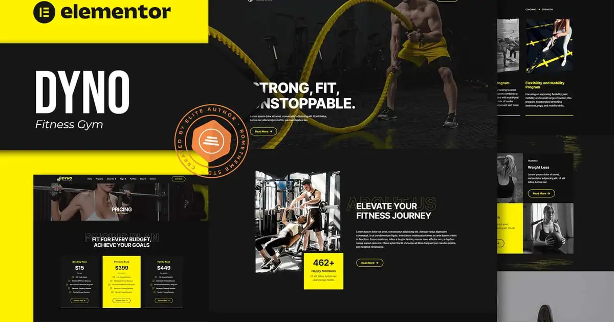 Dyno – Fitness Gym Elementor Pro Template Kit