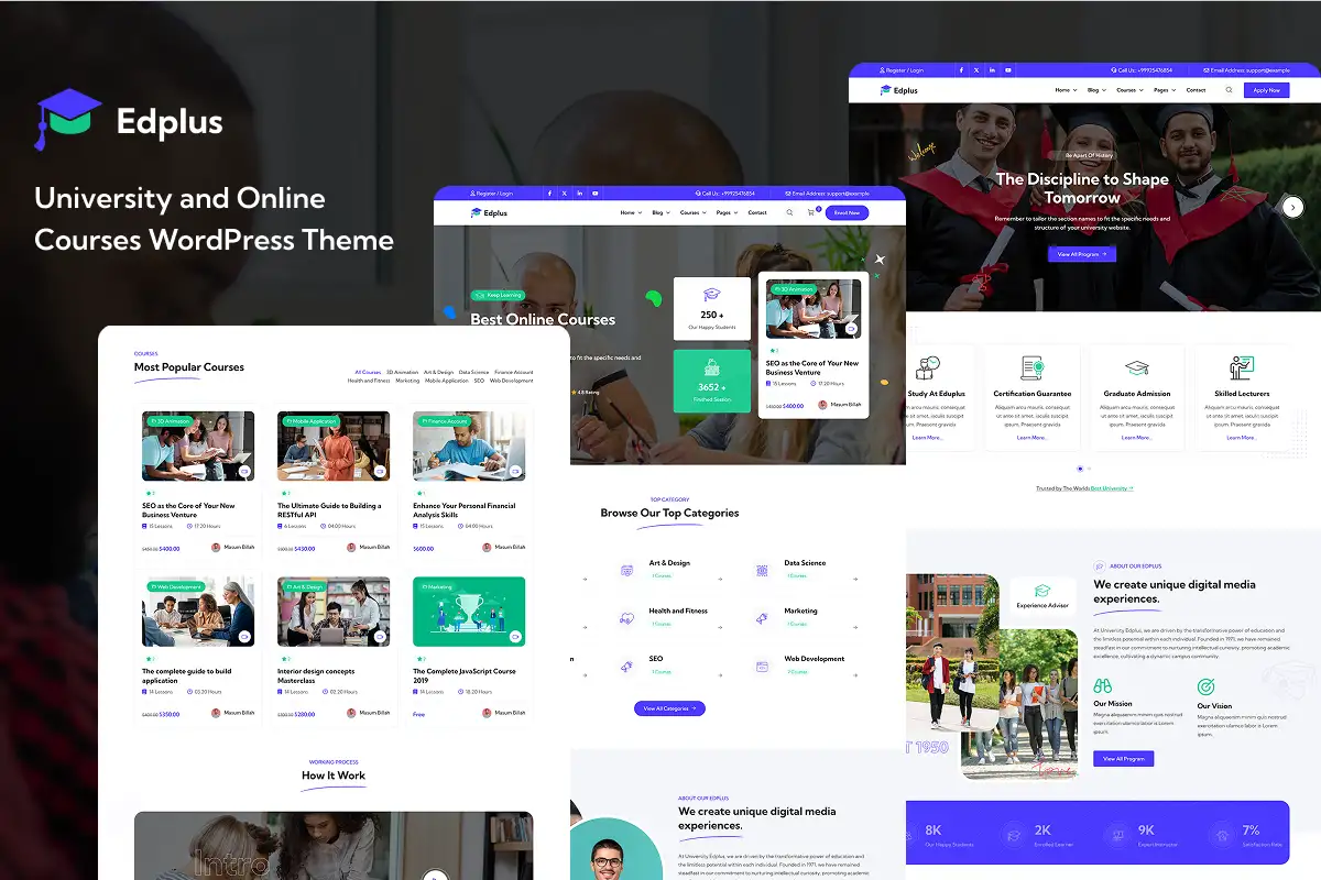 Edplus – University and Online Courses LMS WordPress Theme