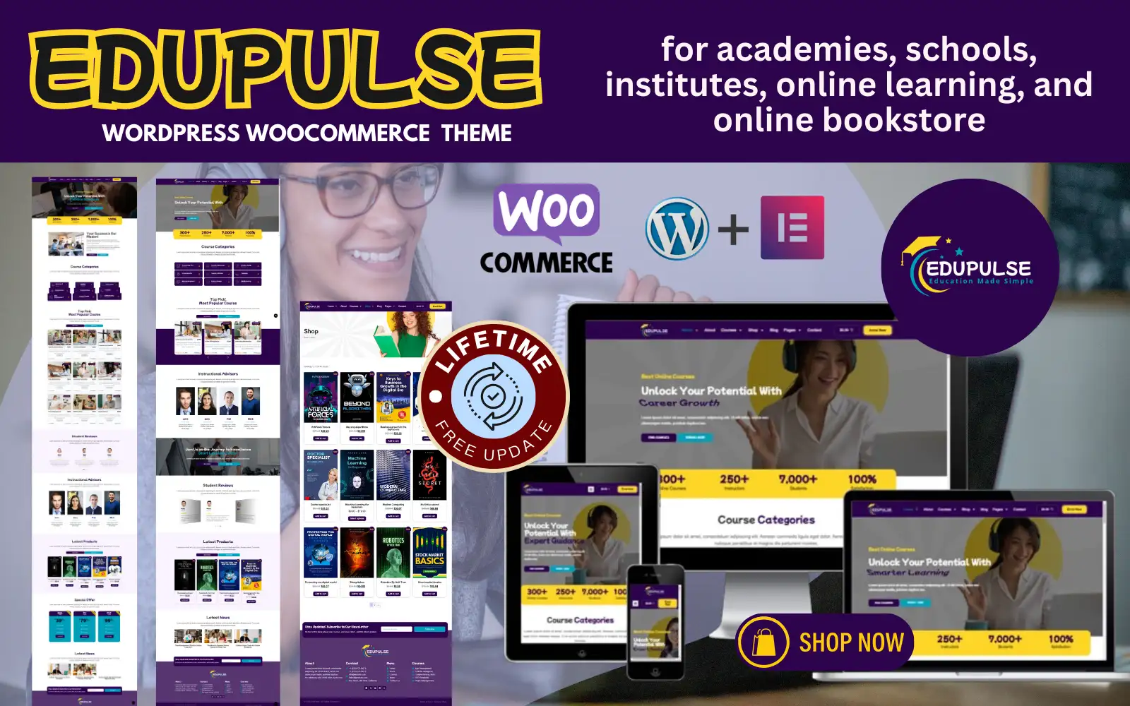 Edupulse – WordPress Theme for Academies, Schools, & Online Learning with Online Book Store