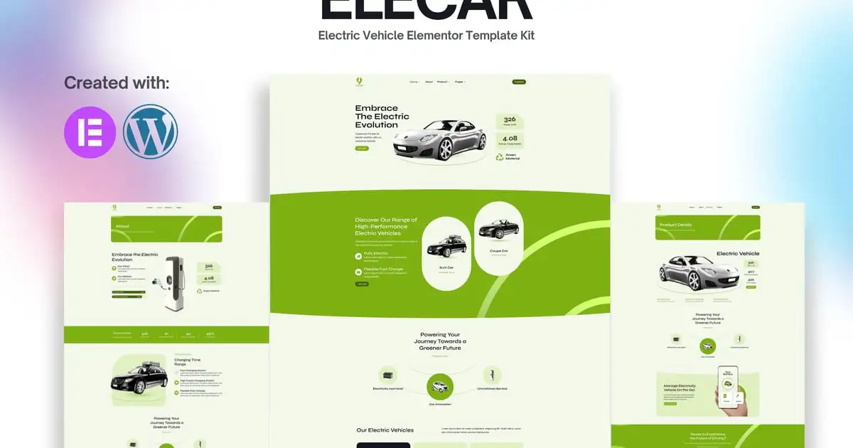 Elecar – Electric Vehicle Elementor Template Kit