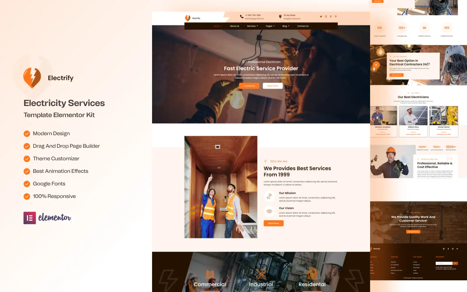 Electrify – Electricity Services Ready to Use Elementor Kit
