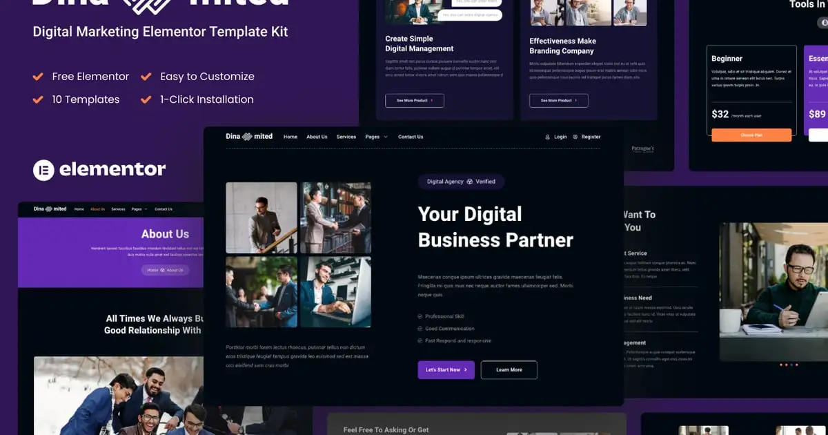 Dinamited – Digital Marketing & Business Elementor Template Kit