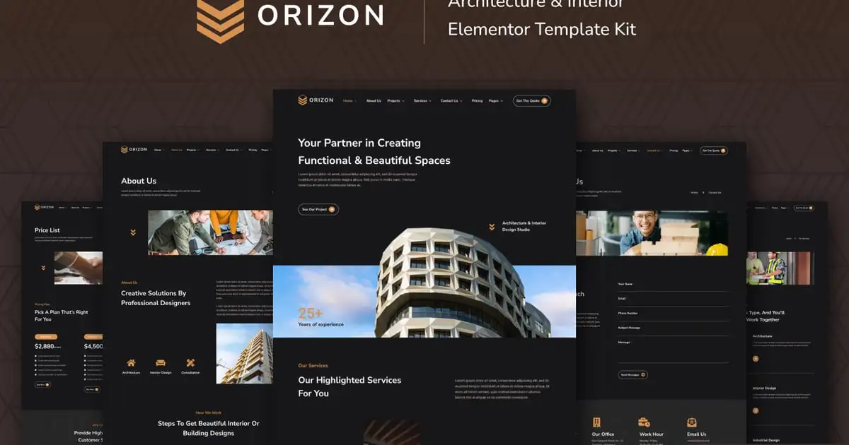 Orizon – Architecture & Interior Design Elementor Template Kit