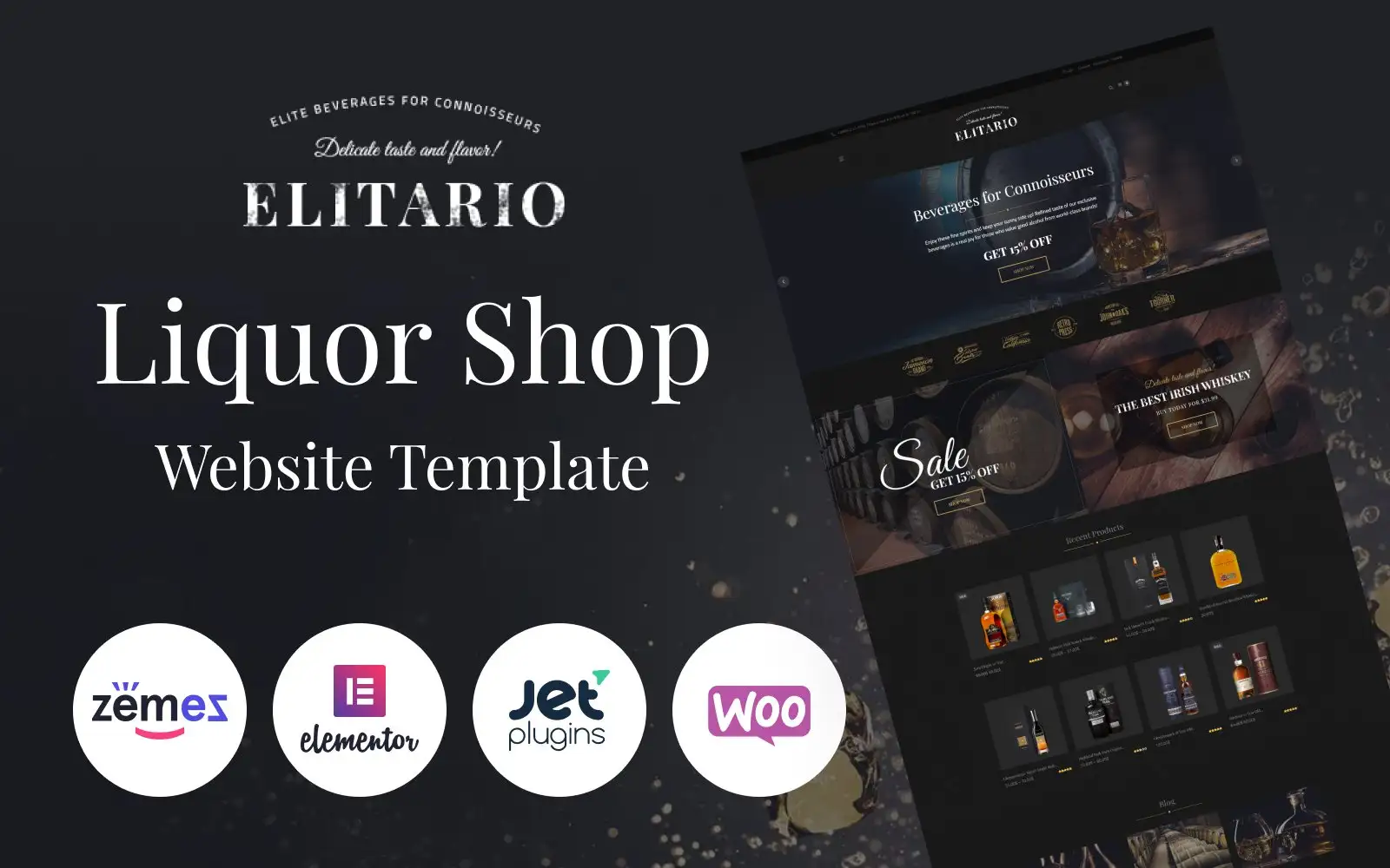 Elitario – Liquor Store WooCommerce Elementor Theme WooCommerce Theme