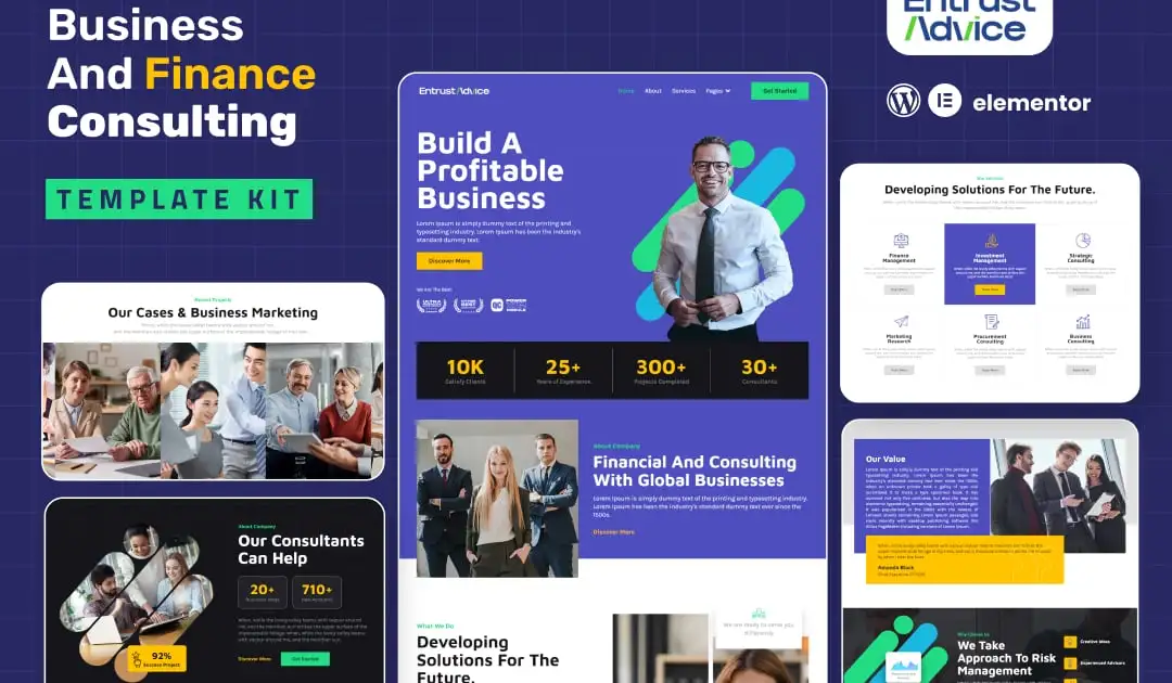 Entrust Advice – Business & Finance Consulting Elementor Template Kit