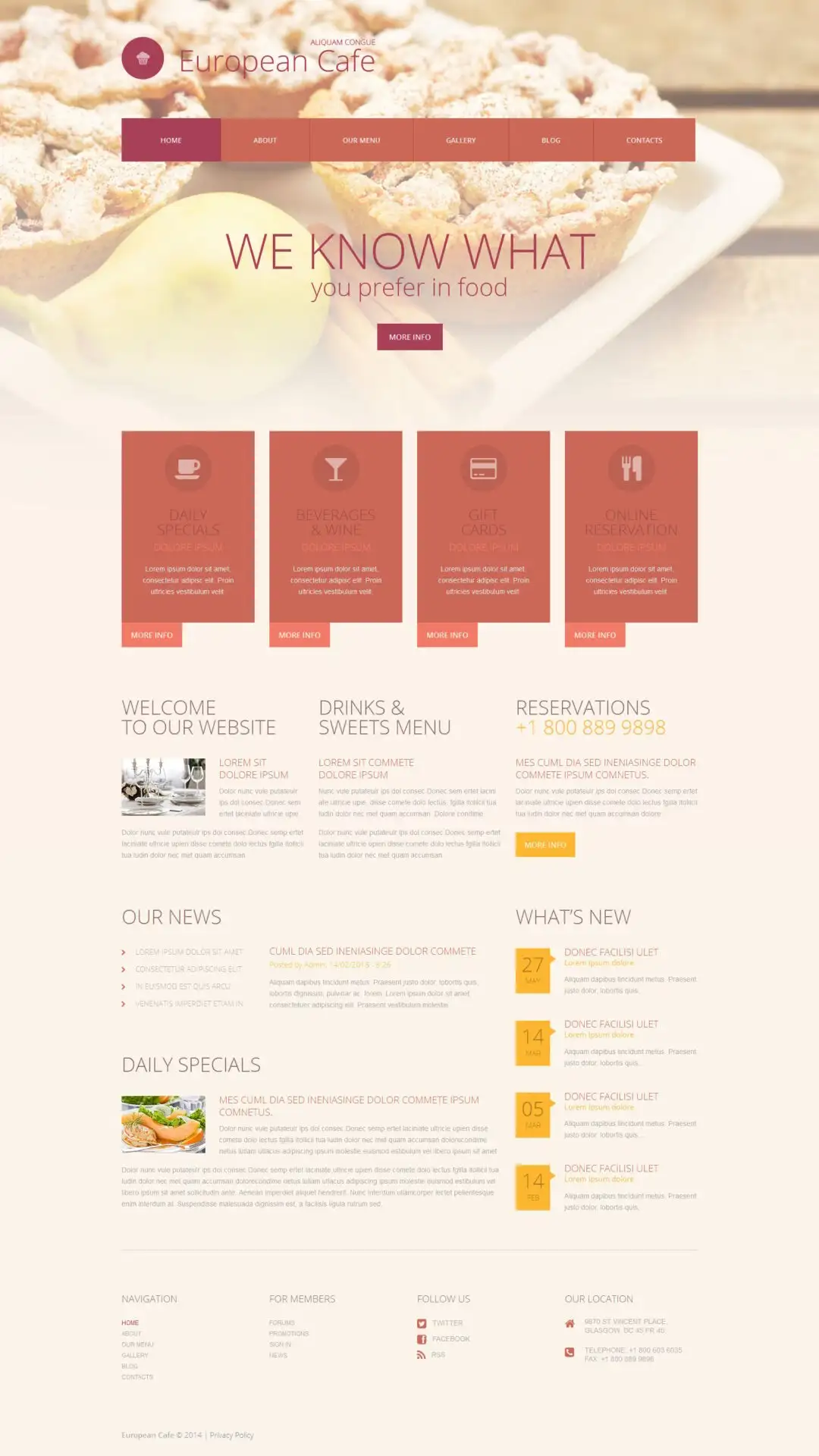 European Restaurant Responsive WordPress Theme