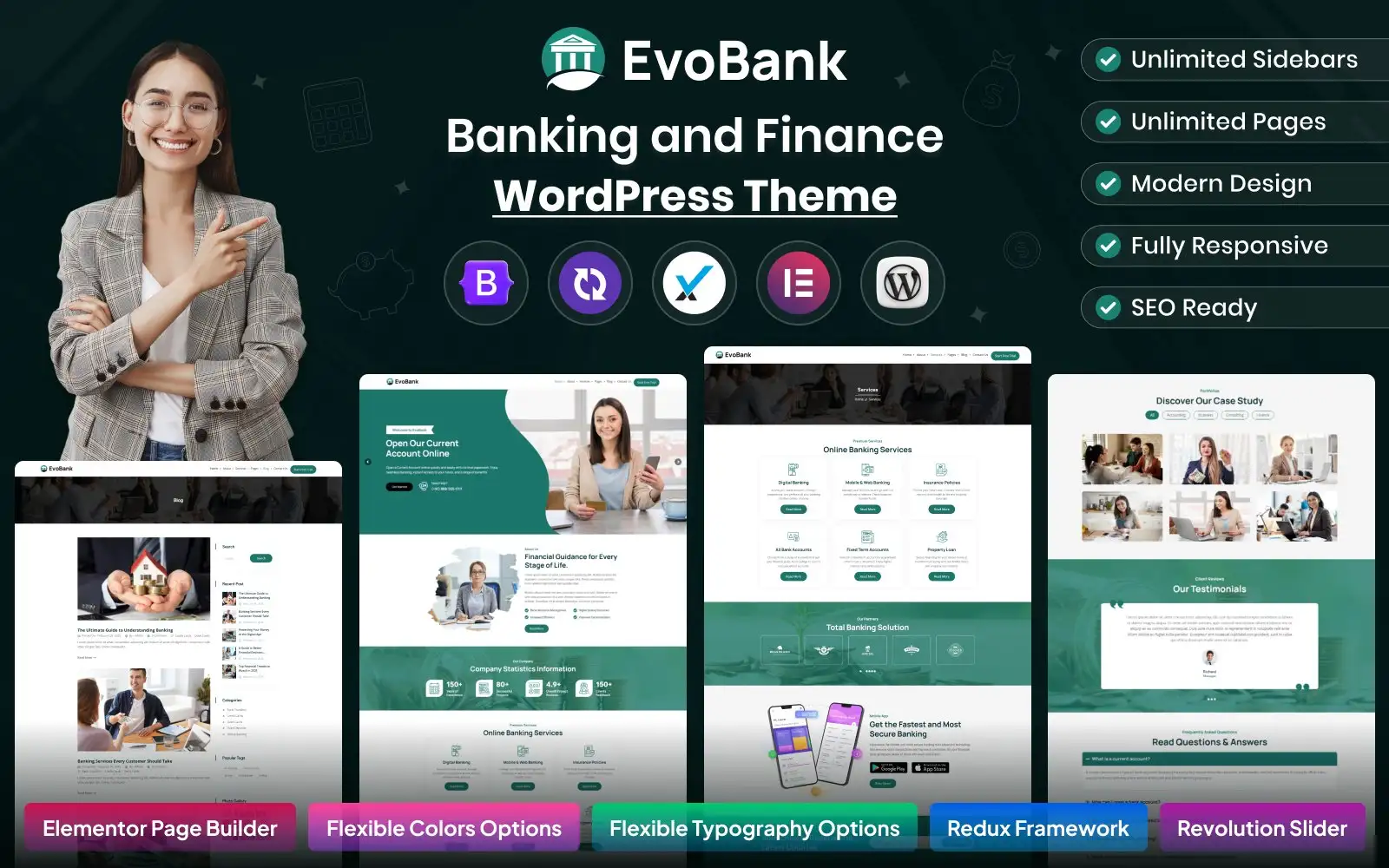EvoBank – Banking and Finance WordPress Them WordPress Theme