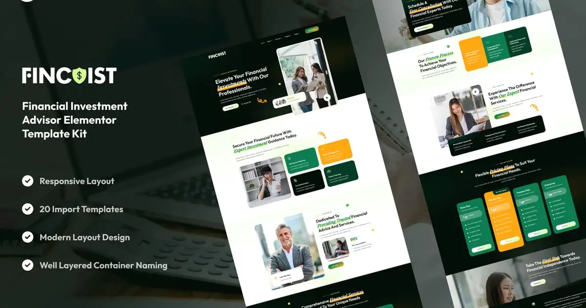 Fincoist – Financial Investment Advisor Elementor Template Kit