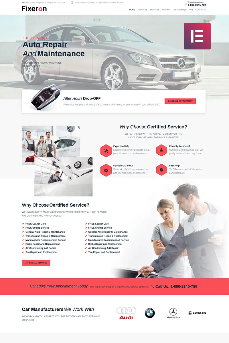 Fixeron – Car Repair WordPress Elementor Theme WordPress Theme