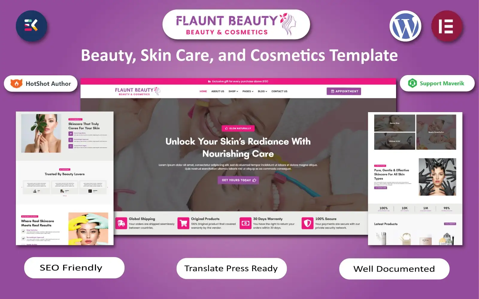 Flaunt Beauty – Beauty, Skin Care, and Cosmetics WooCommerce Elementor Template WooCommerce Theme