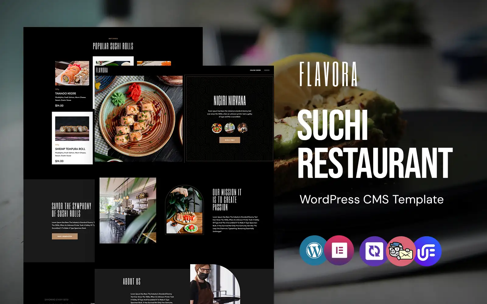 Flavora – Suchi Restaurant WordPress Elementor Theme WordPress Theme