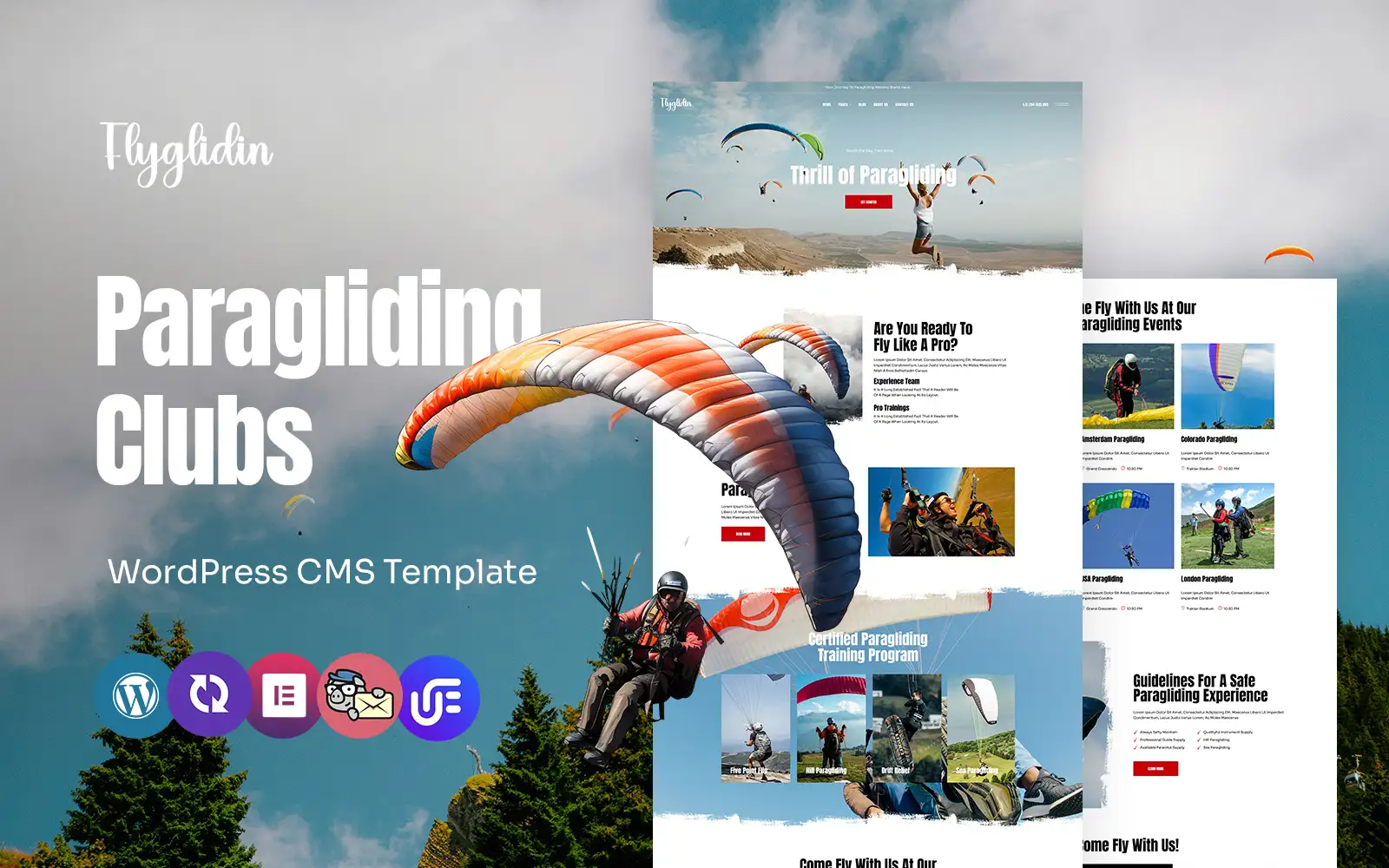 Flyglidin – Paragliding and Adventure Multipurpose WordPress Elementor Theme WordPress Theme