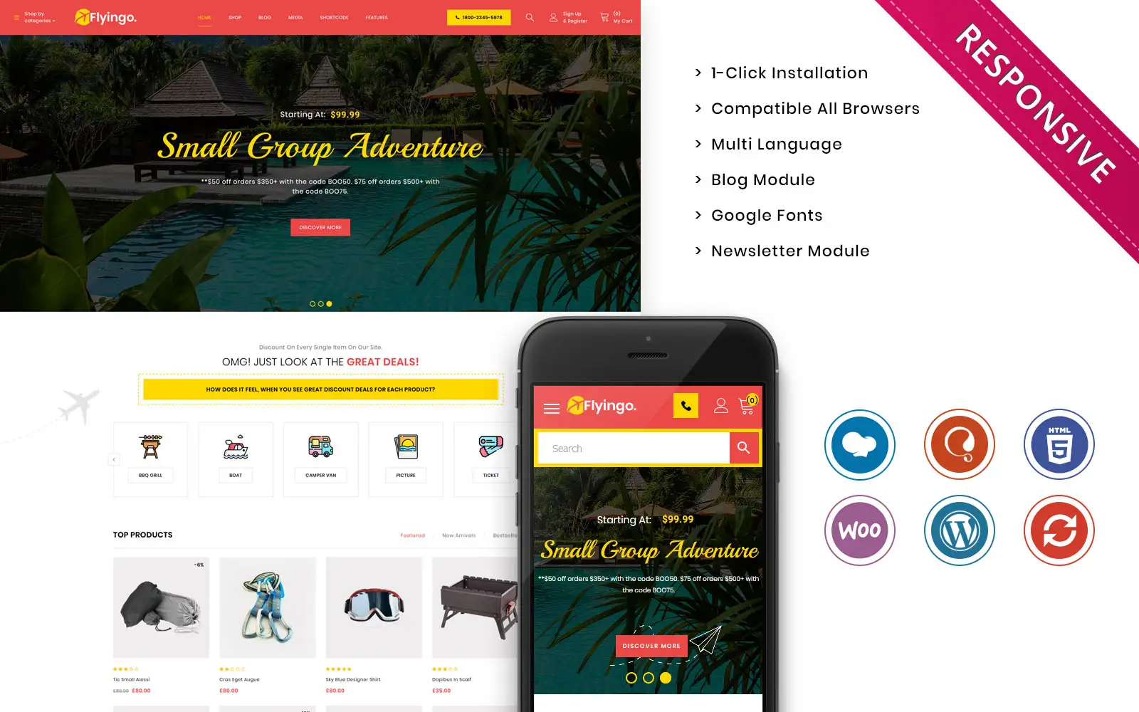 Flyingo – Travel, Tour, Travel Agency Responsive WooCommerce Theme