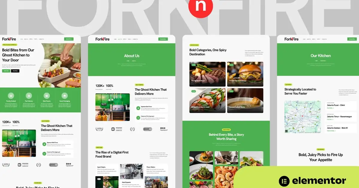 ForknFire – Food Brand & Ghost Kitchen Elementor Template Kit