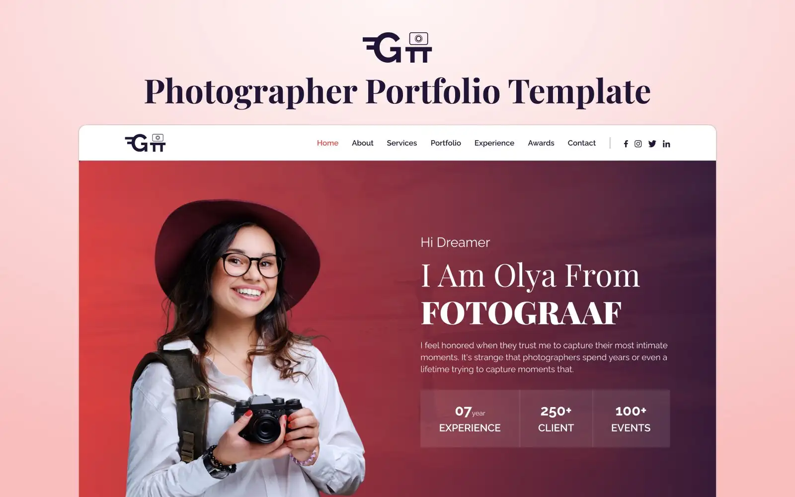 Fotograaf V1: Premium Photographer Portfolio Template Elementor Kit