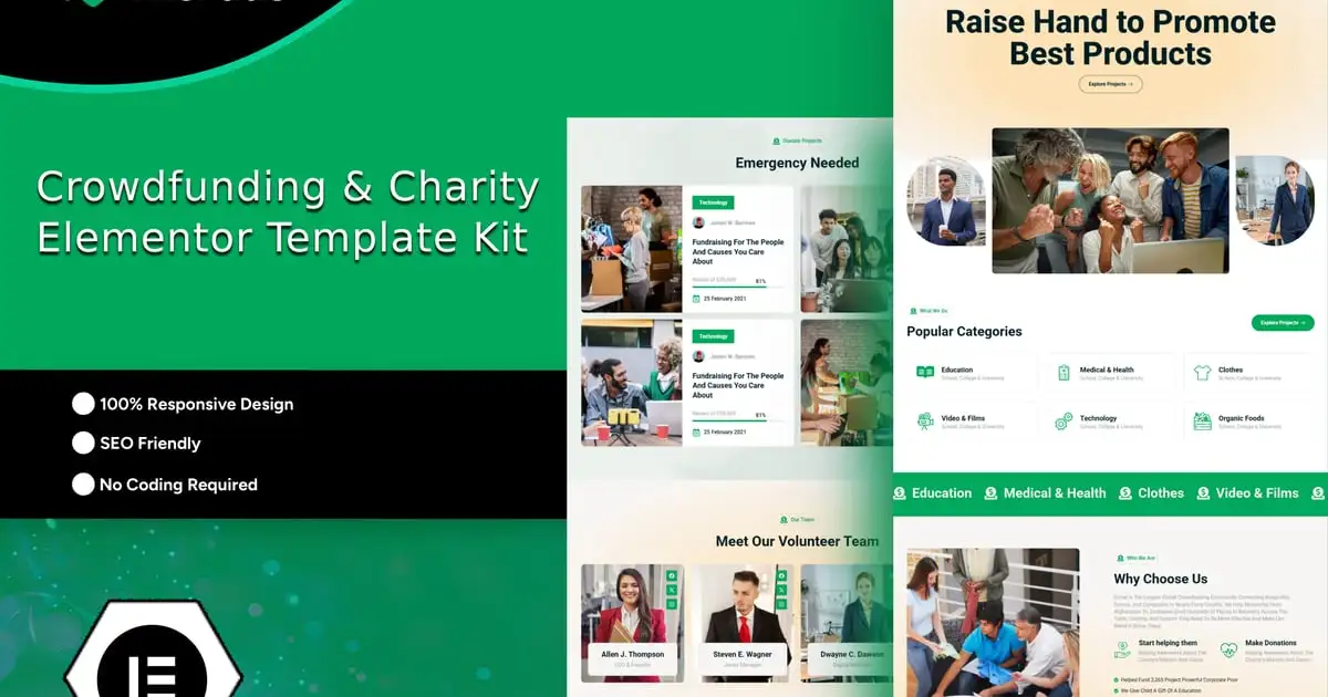 TheFude – Crowdfunding & Charity Elementor Template Kit