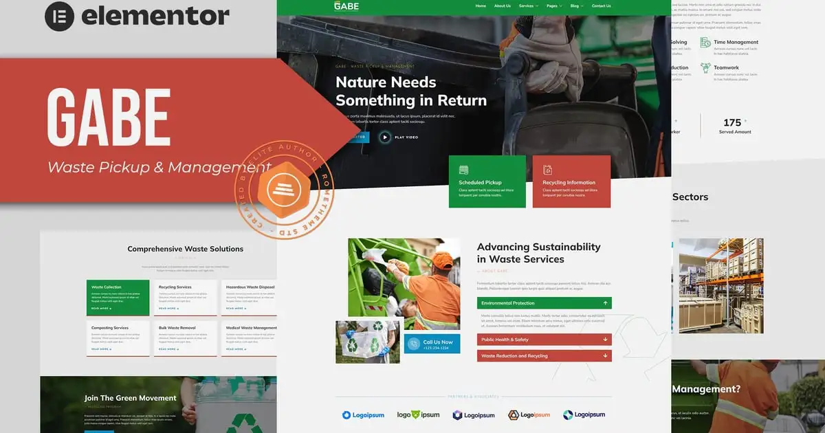 Gabe – Waste Pickup & Management Elementor Template Kit