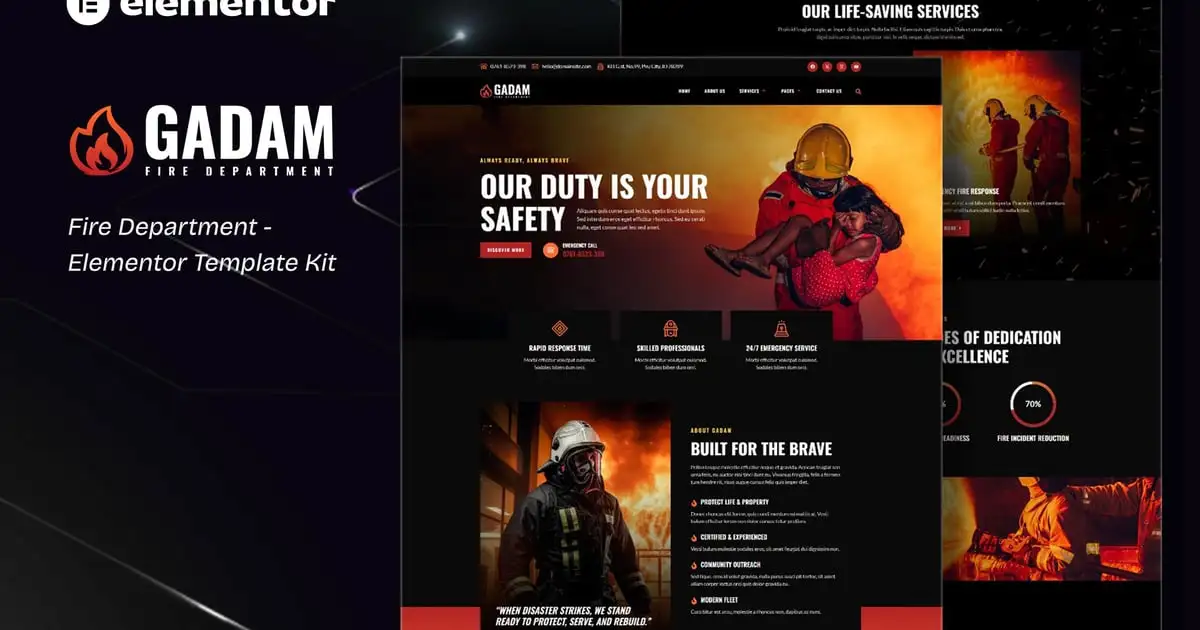 Gadam – Fire Department Elementor Template Kit