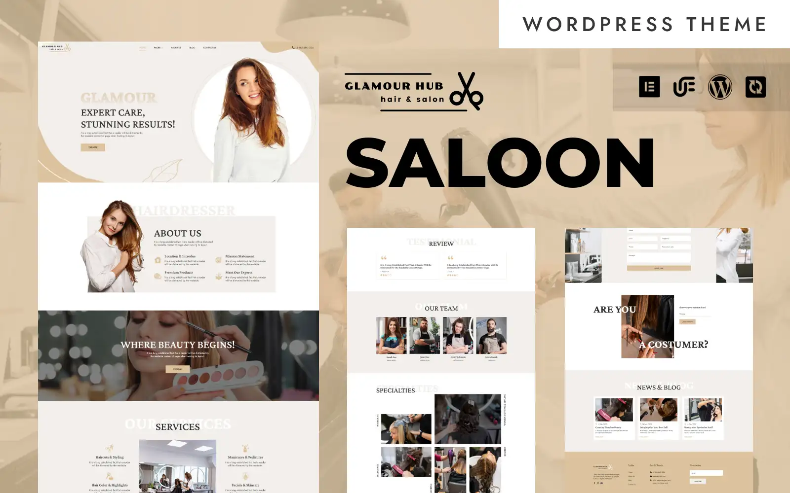Glamour Hub – Modern Barber Shop & Hair Salon WordPress Elementor Theme WordPress Theme