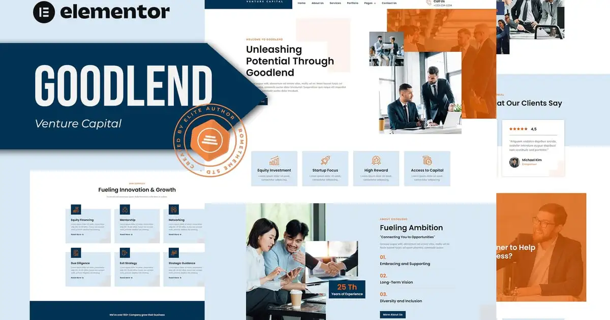 Goodlend – Venture Capital & Investment Elementor Template Kit