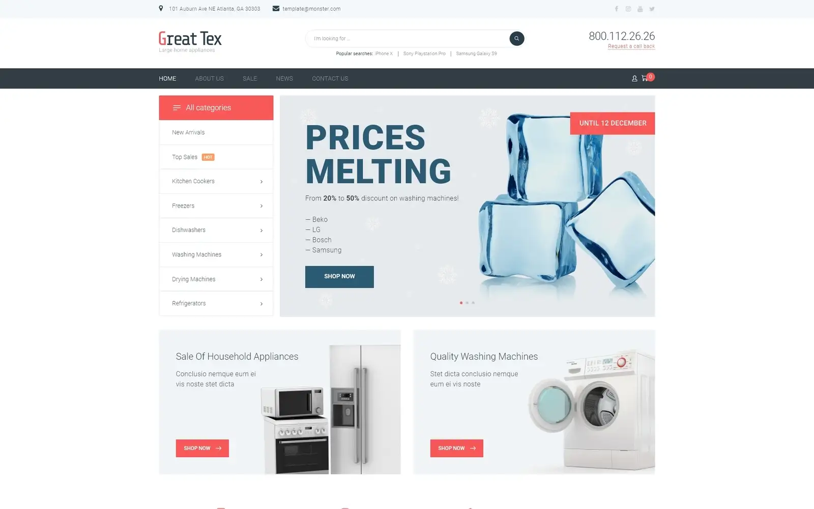 Great Tex – Home Appliances Online Store Multipurpose Clean Elementor WooCommerce Theme