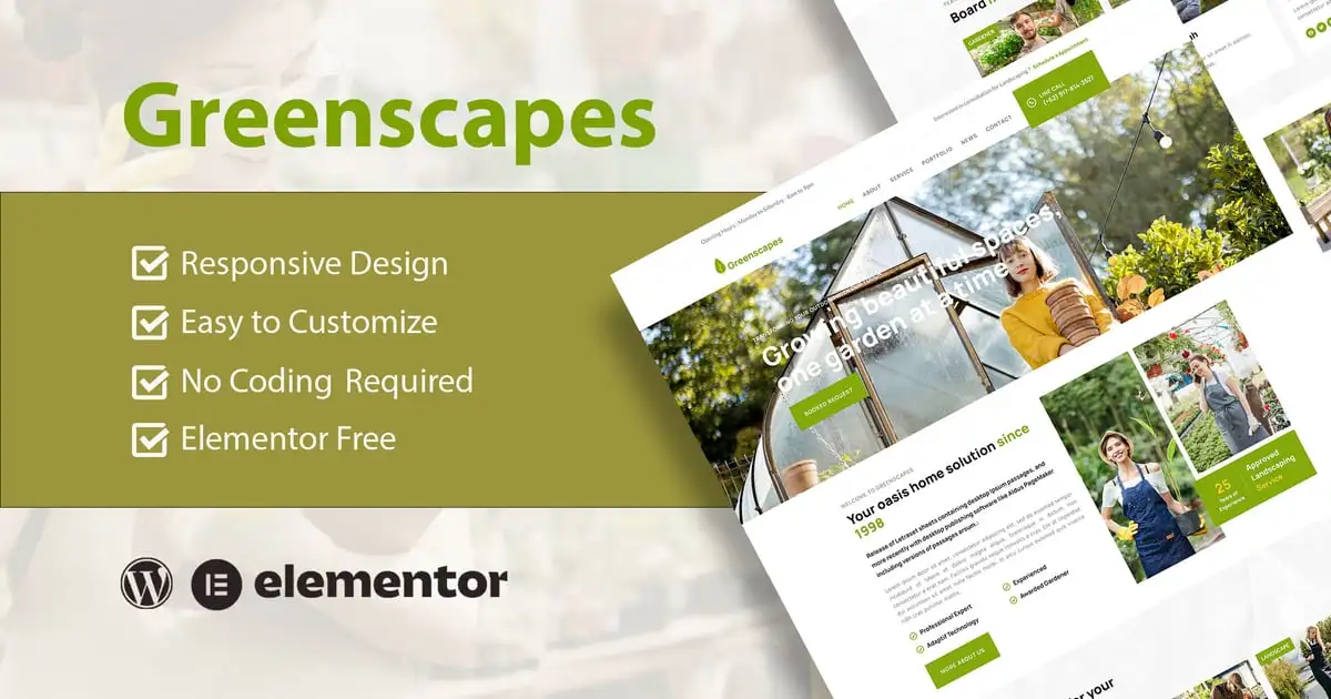 GreenScapes – Garden & Landscape Service Elementor Template Kit