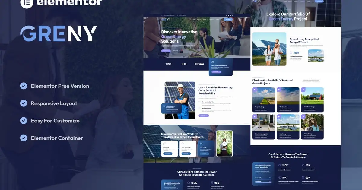 Greny – Solar & Renewable Energy Elementor Template Kit