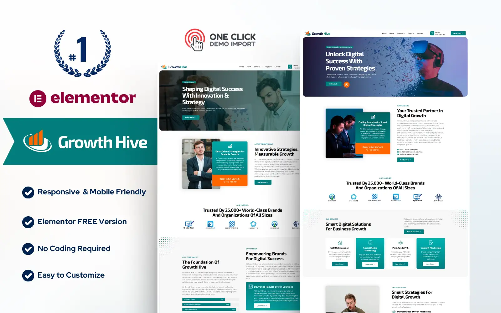 Growth Hive – Digital Marketing Agency Elementor Template Elementor Kit