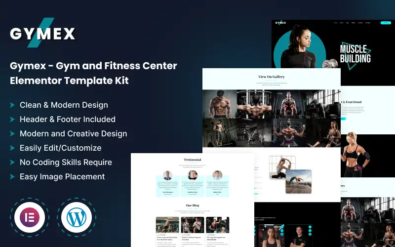 Gymex – Gym and Fitness Center Elementor Template Kit Elementor Kit