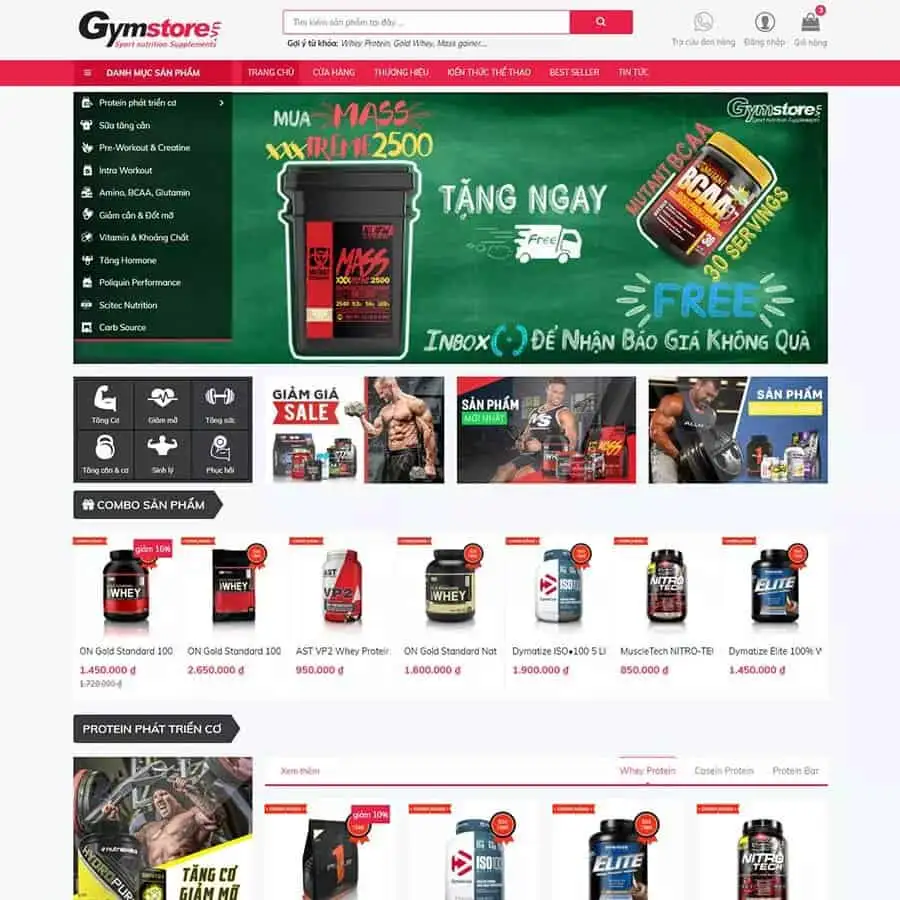 Theme WordPress bán thực phẩm phòng gym