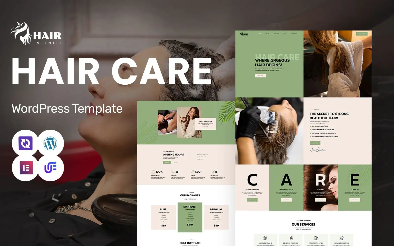 Hair Infiniti – Hair Salon And Beauty Care WordPress Elementor Theme WordPress Theme