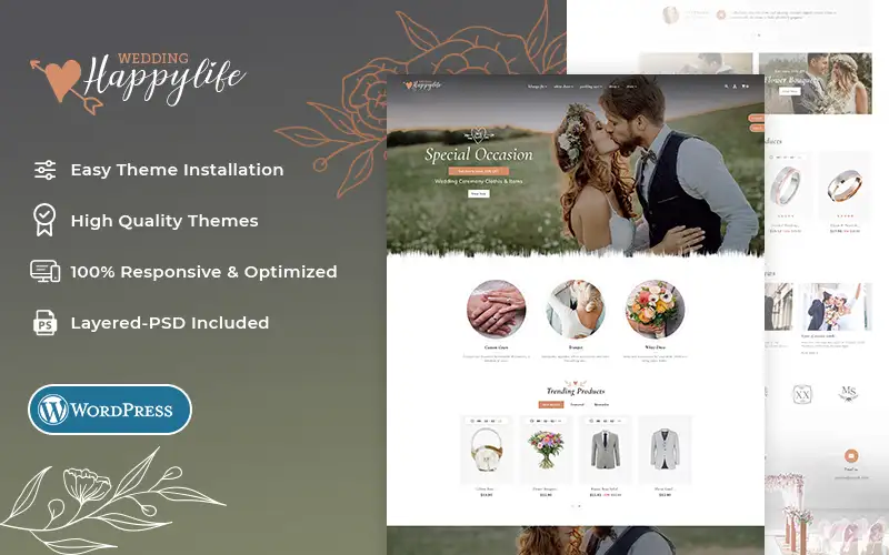 HappyLife – WooCommerce Minimal Theme for Wedding Stores WooCommerce Theme