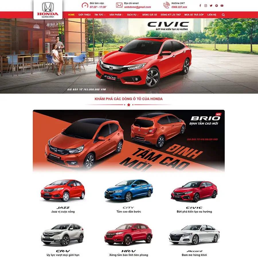 Theme WordPress bán ô tô Honda 03