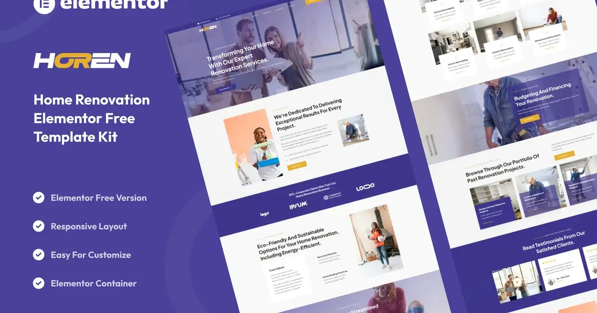 Horen – Home Renovation Services Elementor Template Kit