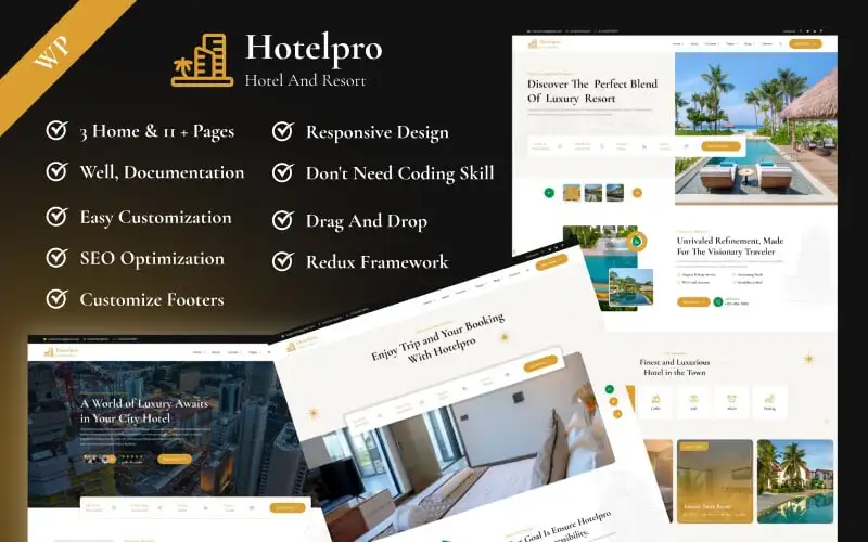 Hotelpro – Hotel Booking & Resort Management Elementor WordPress Theme