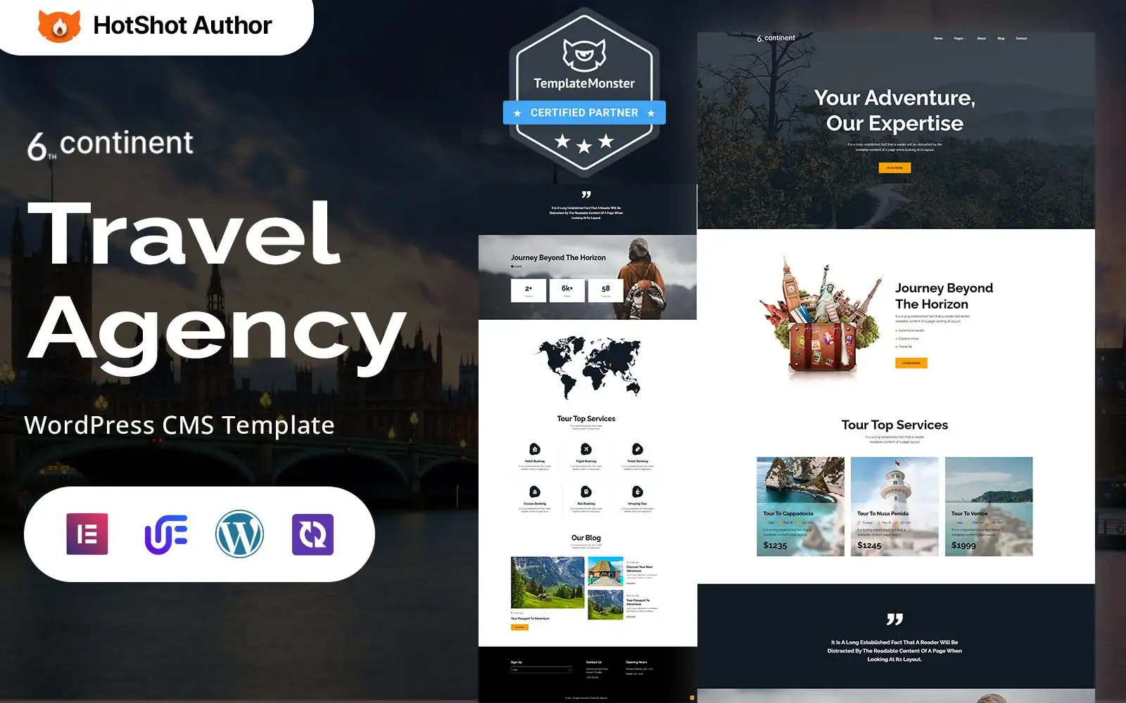 6th Continent – Modern Travel Agency WordPress Elementor Theme WordPress Theme
