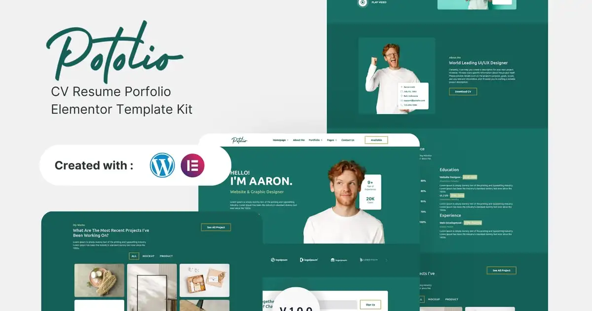 Potolio – CV Resume Porfolio Elementor Template Kit