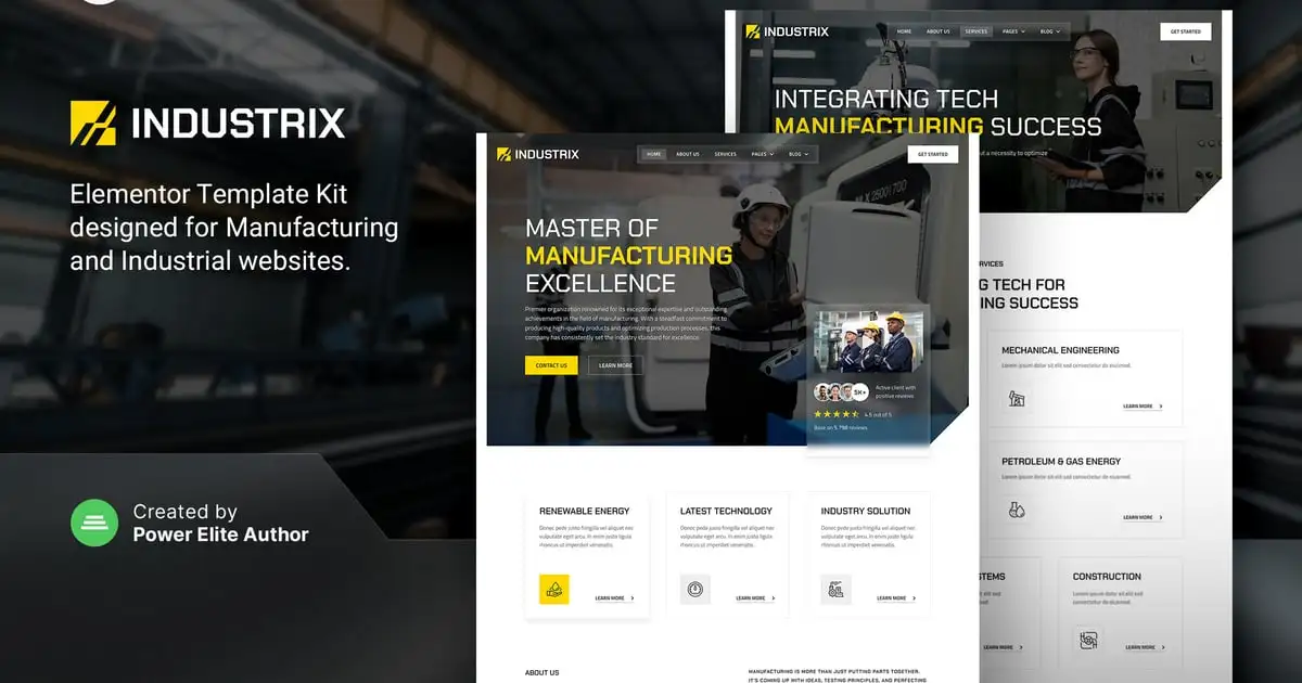 Industrix – Manufacturing & Industrial Elementor Template Kit