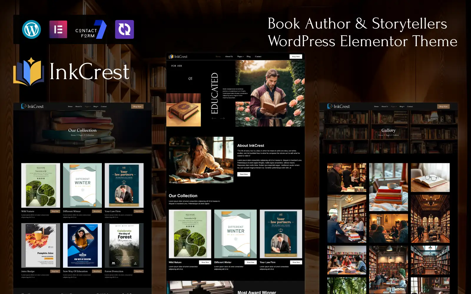 InkCrest – Book Author & Storytellers WordPress Elementor Theme WordPress Theme