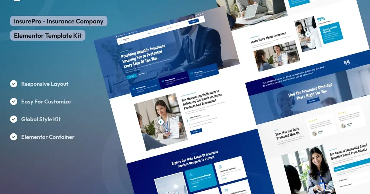 Insure – Insurance Company Elementor Template Kit