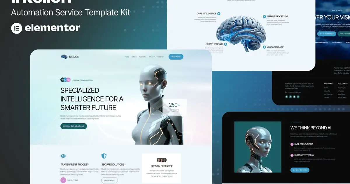 Intelion – Artificial Intelligence Service Elementor Template Kits