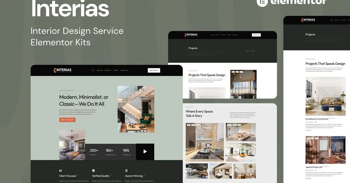 Interias – Interior Design Service Elementor Template Kit