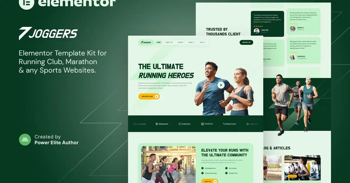 Joggers – Marathon Running Club & Sports Events Elementor Template Kit